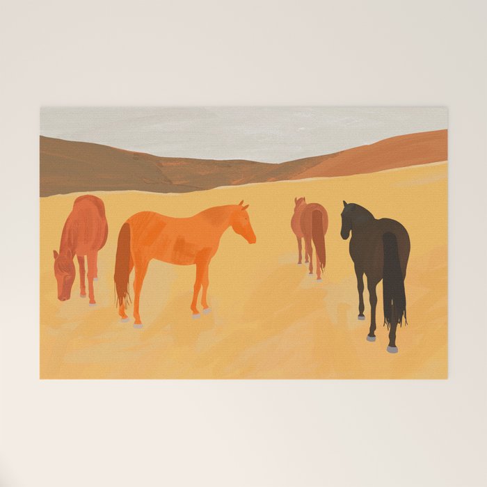 Horses in the Golden Field Welcome Mat Gallery Image 1
