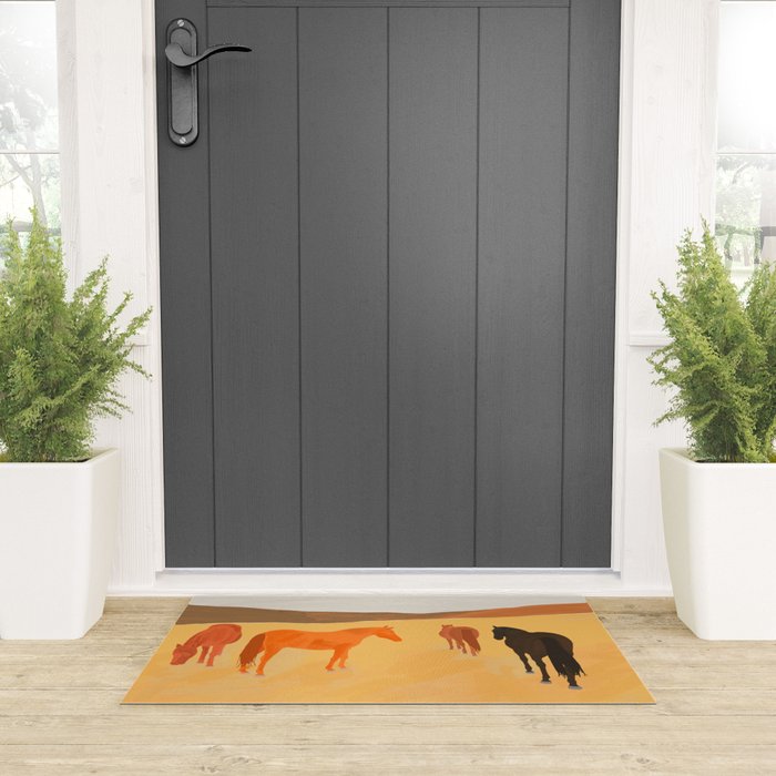 Horses in the Golden Field Welcome Mat Gallery Image 3