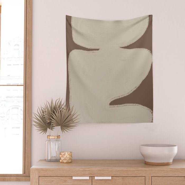 Modern Organic Neutral Shape  Wall Tapestry Gallery Image 2