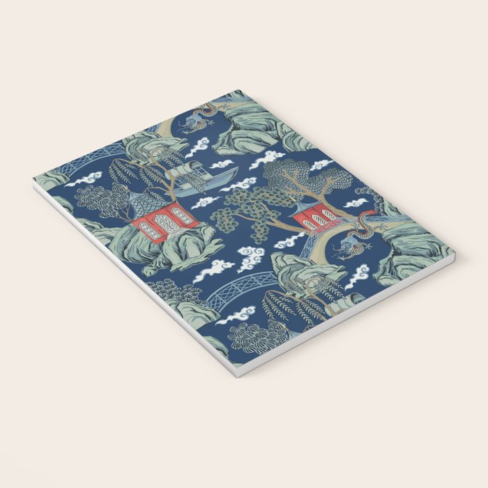 Vintage Chinoiserie Pagoda Bridge Garden Landscape Notebook Gallery Image 3