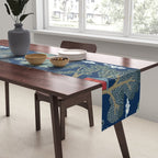Vintage Chinoiserie Pagoda Bridge Garden Landscape Table Runner Gallery Image 2