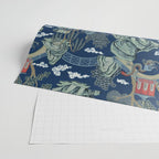 Vintage Chinoiserie Pagoda Bridge Garden Landscape Wrapping Paper Gallery Image 2