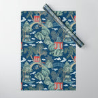 Vintage Chinoiserie Pagoda Bridge Garden Landscape Wrapping Paper Gallery Image 1