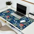 Vintage Chinoiserie Pagoda Bridge Garden Landscape Desk Mat Gallery Image 2
