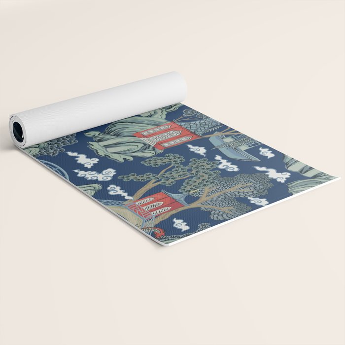 Vintage Chinoiserie Pagoda Bridge Garden Landscape Yoga Mat Gallery Image 2