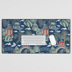 Vintage Chinoiserie Pagoda Bridge Garden Landscape Desk Mat Gallery Image 1
