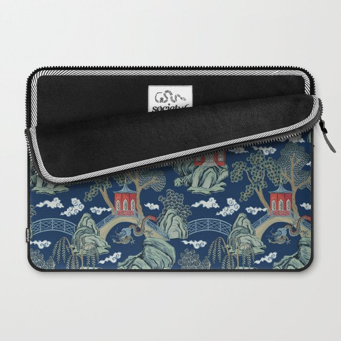 Vintage Chinoiserie Pagoda Bridge Garden Landscape Laptop Sleeve Gallery Image 2