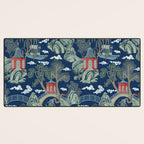Vintage Chinoiserie Pagoda Bridge Garden Landscape Desk Mat Gallery Image 3