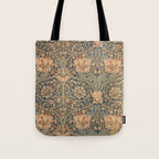 William Morris Vintage Honeysuckle & Tulip Gold and Blue Tote Bag Gallery Image 1