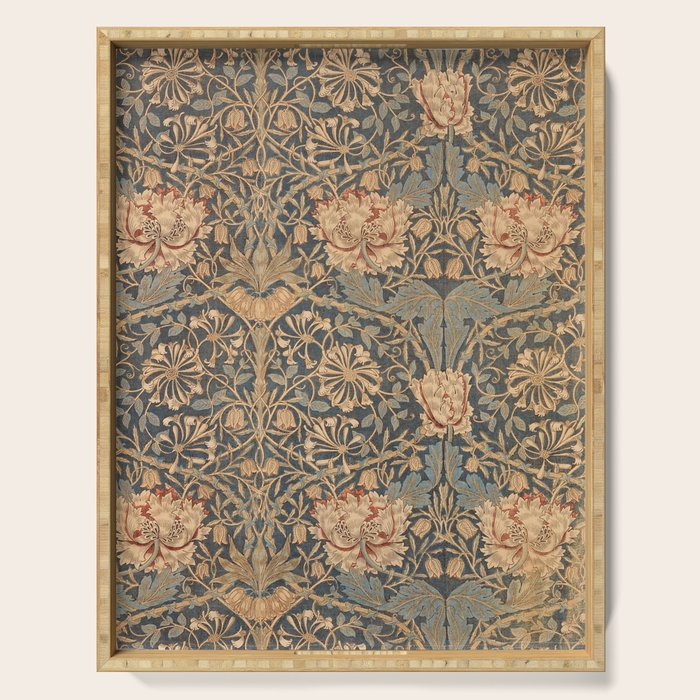 William Morris Vintage Honeysuckle & Tulip Gold and Blue Serving Tray Gallery Image 1