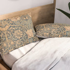 William Morris Vintage Honeysuckle & Tulip Gold and Blue Pillow Sham Gallery Image 2