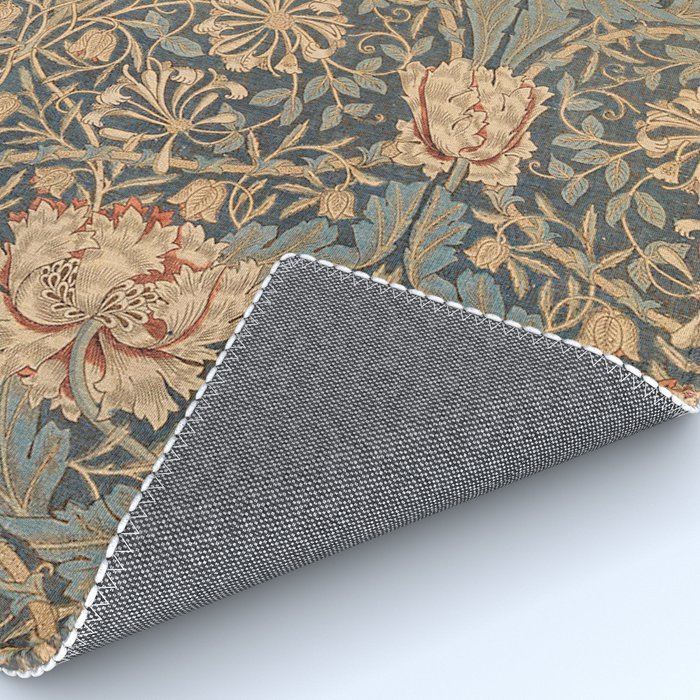 William Morris Vintage Honeysuckle & Tulip Gold and Blue Rug Gallery Image 4