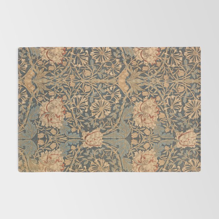 William Morris Vintage Honeysuckle & Tulip Gold and Blue Rug Gallery Image 2