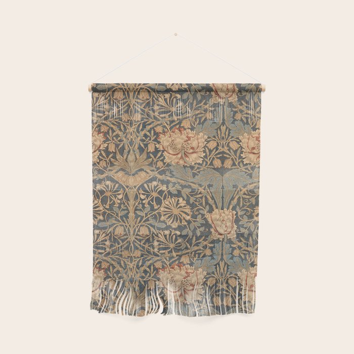 William Morris Vintage Honeysuckle & Tulip Gold and Blue Wall Hanging Gallery Image 1