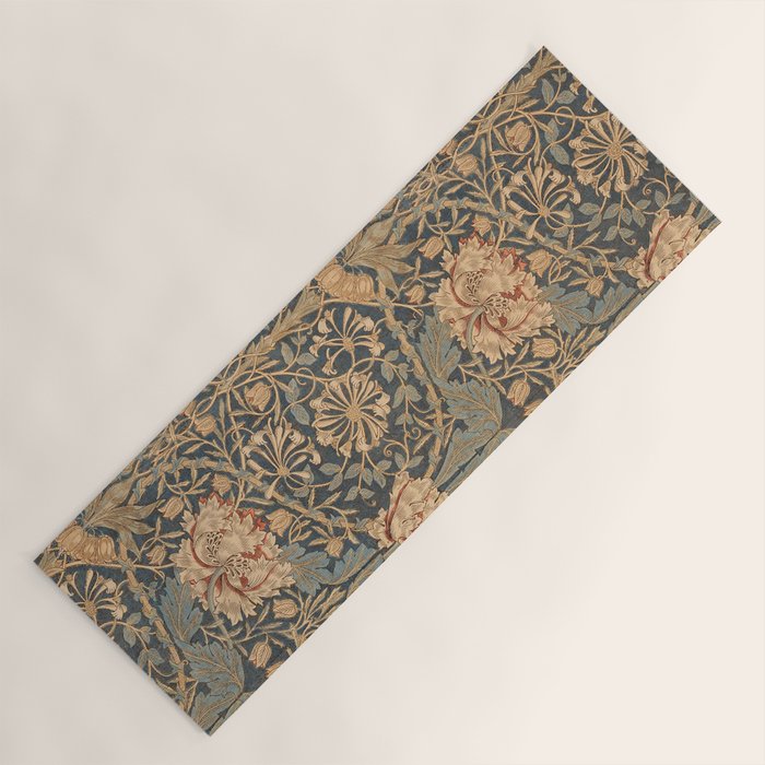 William Morris Vintage Honeysuckle & Tulip Gold and Blue Yoga Mat Gallery Image 1