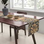William Morris Vintage Honeysuckle & Tulip Gold and Blue Table Runner Gallery Image 2