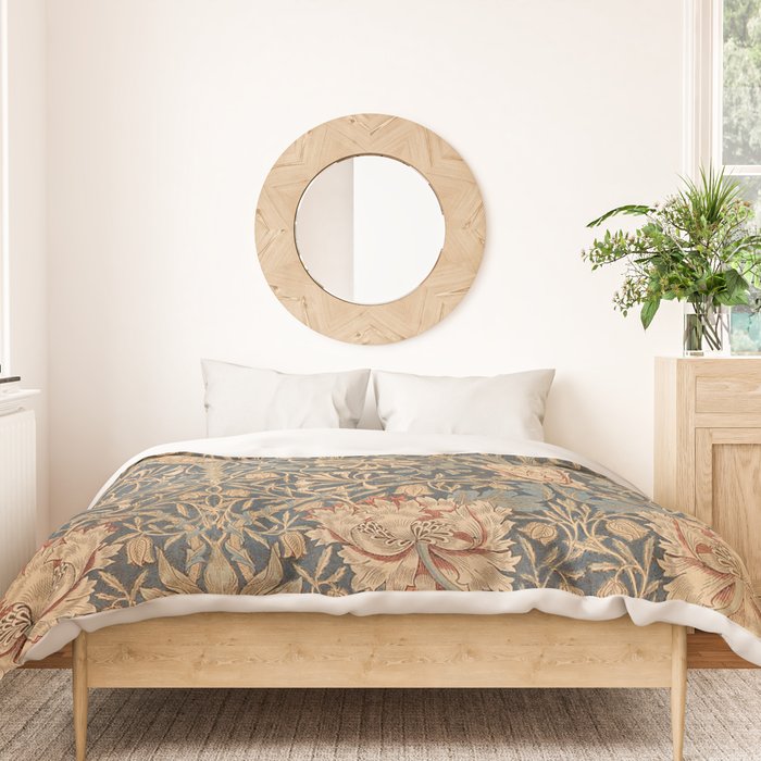 William Morris Vintage Honeysuckle & Tulip Gold and Blue Duvet Cover Gallery Image 3