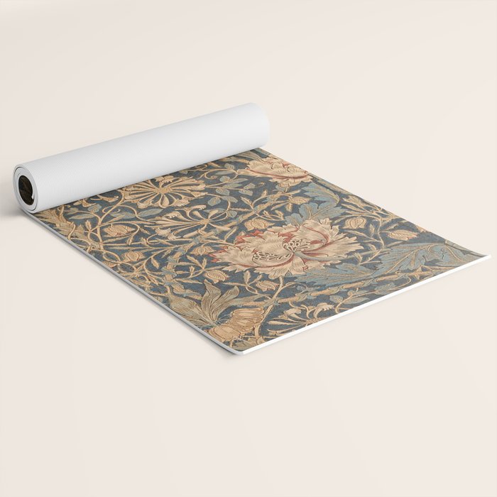 William Morris Vintage Honeysuckle & Tulip Gold and Blue Yoga Mat Gallery Image 2