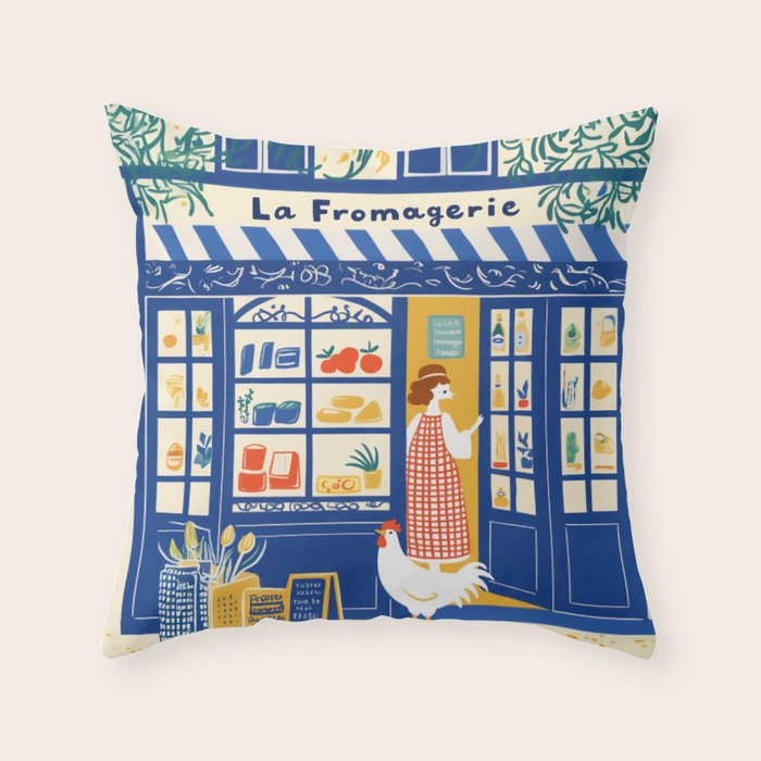Charming French Cheese Shop Throw Pillow Gallery Image 6