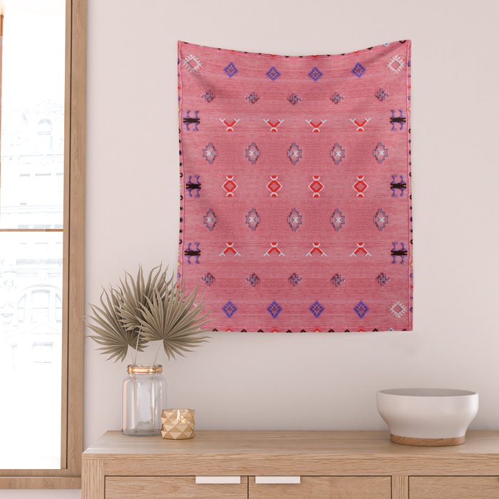 Lovely Pink Oriental Traditional Moroccan Handmade Printable Style  Wall Tapestry Gallery Image 2