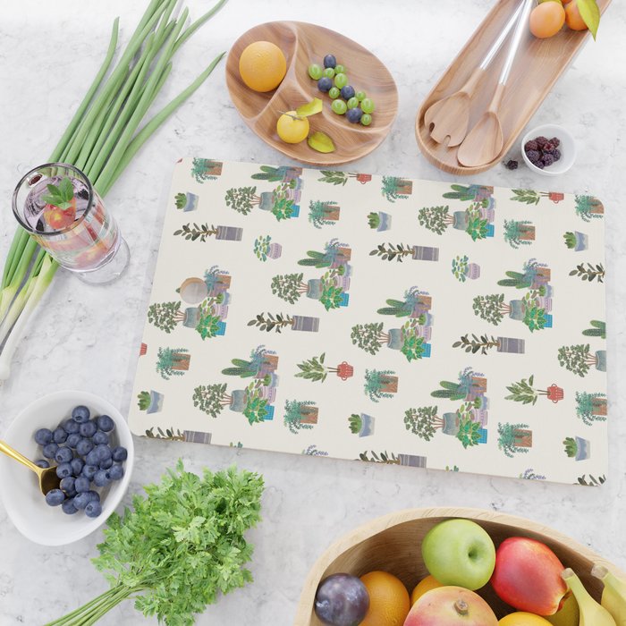 Ivory Background Plant Love Art Print Pattern Cutting Board Gallery Image 2