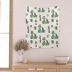 Ivory Background Plant Love Art Print Pattern Wall Tapestry Gallery Image 2