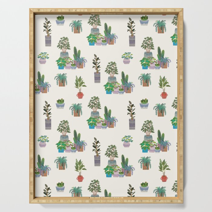 Ivory Background Plant Love Art Print Pattern Serving Tray Gallery Image 1