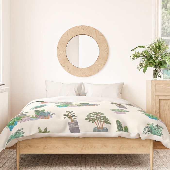 Ivory Background Plant Love Art Print Pattern Duvet Cover Gallery Image 3