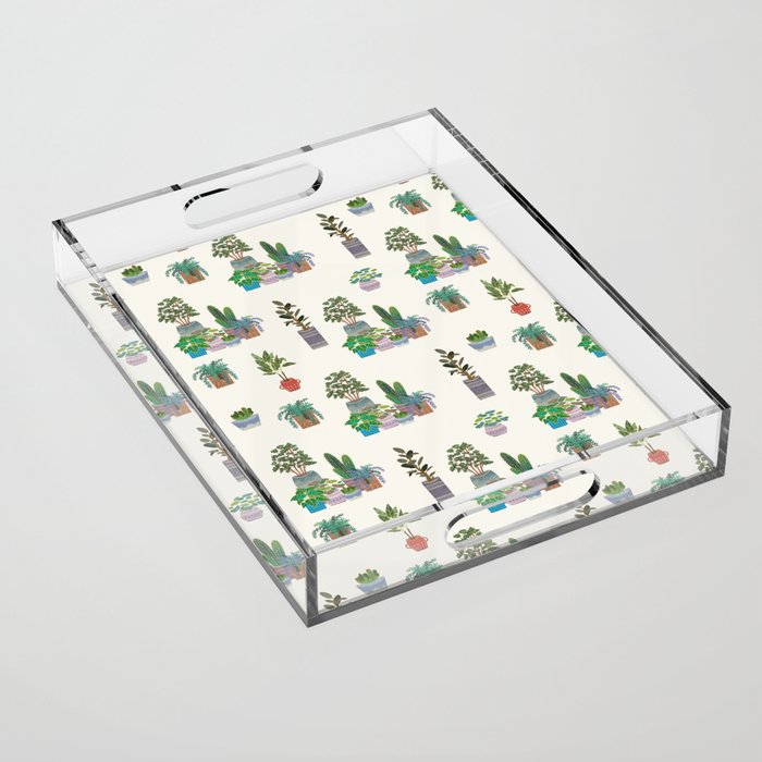 Ivory Background Plant Love Art Print Pattern Acrylic Tray Gallery Image 1