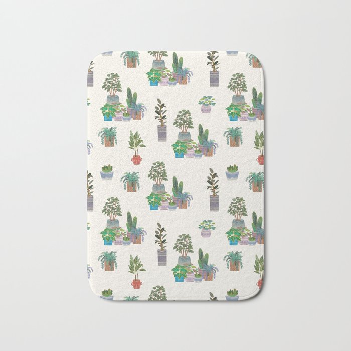 Ivory Background Plant Love Art Print Pattern Bath Mat Gallery Image 1