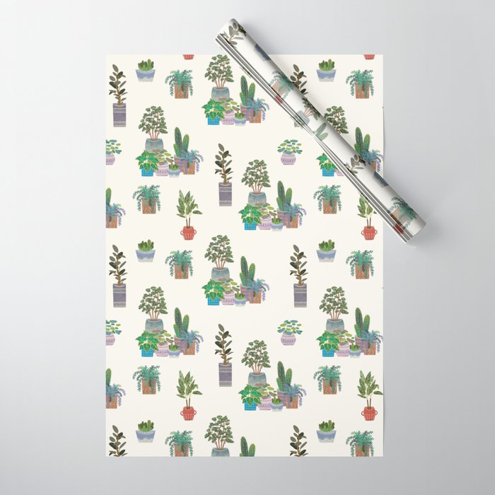 Ivory Background Plant Love Art Print Pattern Wrapping Paper Gallery Image 1