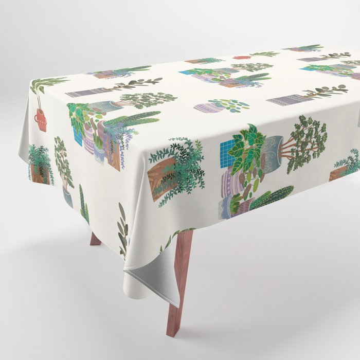 Ivory Background Plant Love Art Print Pattern Tablecloth Gallery Image 1