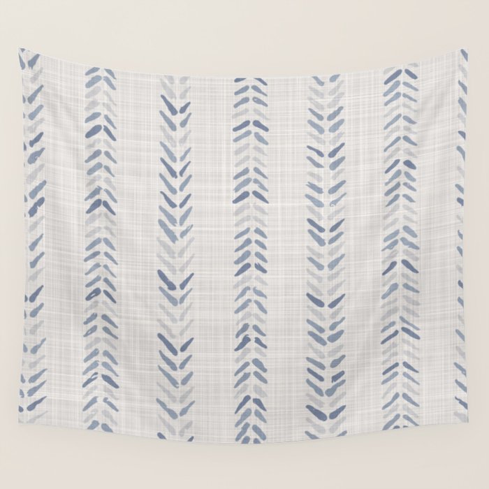 French blue ecru linen grain sack Wall Tapestry Gallery Image 1