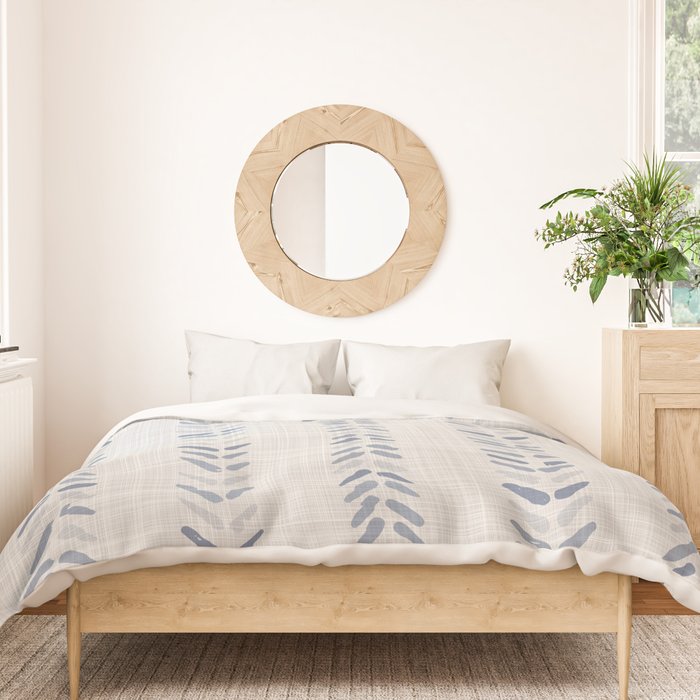 French blue ecru linen grain sack Duvet Cover Gallery Image 3