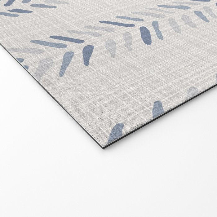 French blue ecru linen grain sack Welcome Mat Gallery Image 2