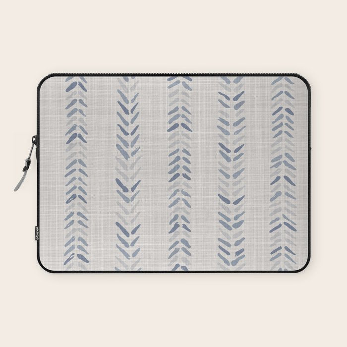 French blue ecru linen grain sack Laptop Sleeve Gallery Image 1