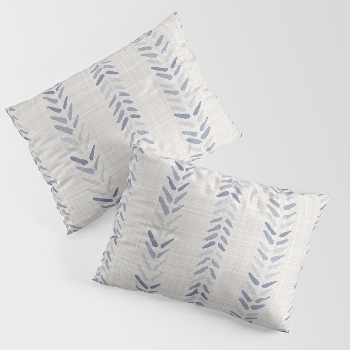 French blue ecru linen grain sack Pillow Sham Gallery Image 1