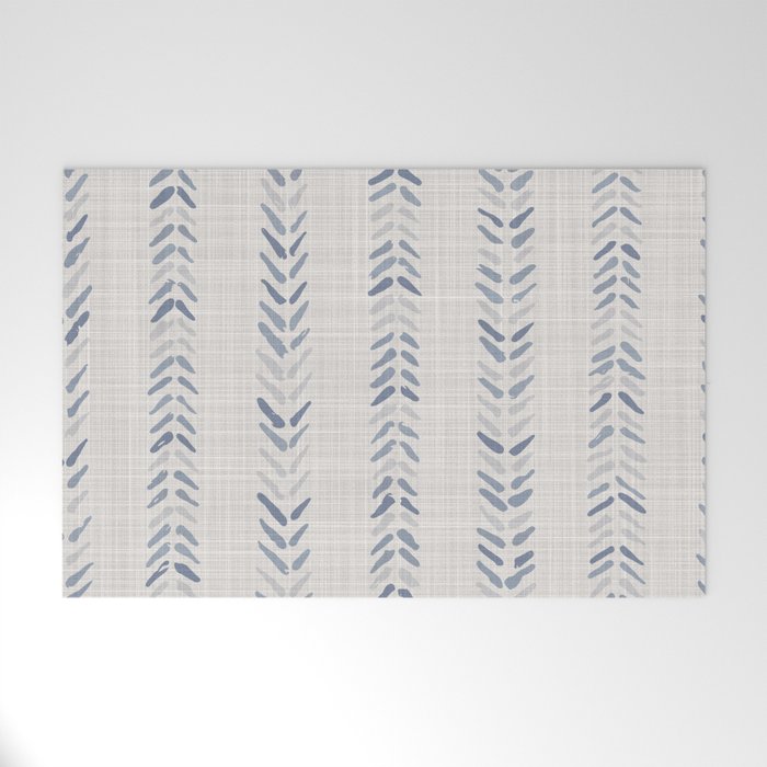French blue ecru linen grain sack Welcome Mat Gallery Image 1