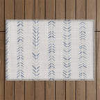 French blue ecru linen grain sack Outdoor Rug Gallery Image 1