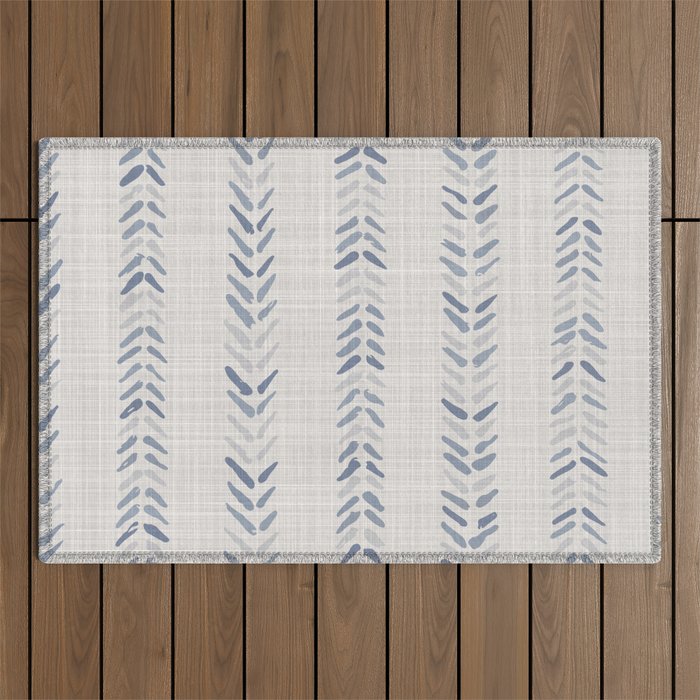 French blue ecru linen grain sack Outdoor Rug Gallery Image 1