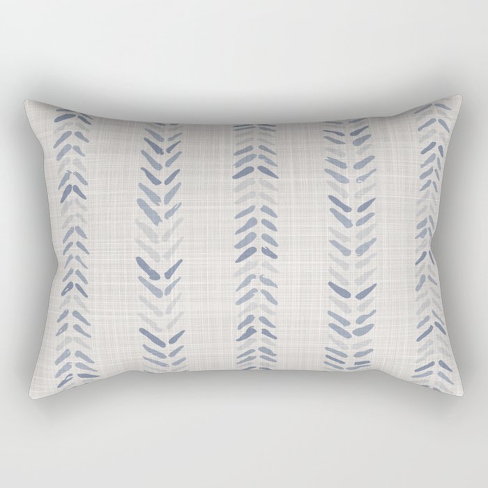 French blue ecru linen grain sack Rectangular Pillow Gallery Image 2