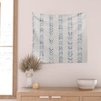 French blue ecru linen grain sack Wall Tapestry Gallery Image 2