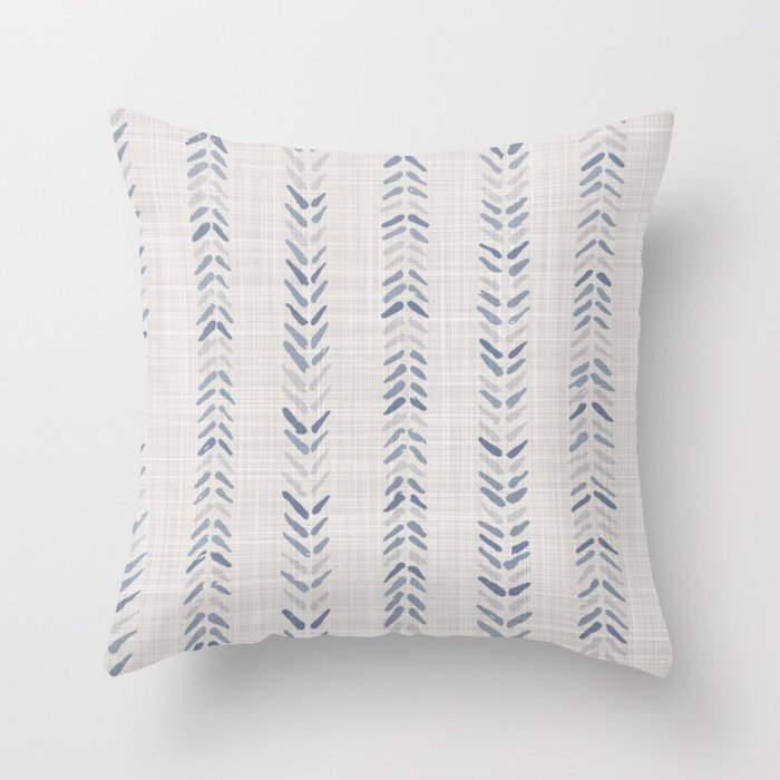 French blue ecru linen grain sack Throw Pillow Gallery Image 6