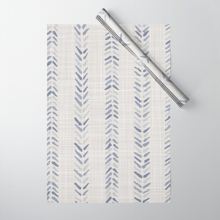 French blue ecru linen grain sack Wrapping Paper Gallery Image 1