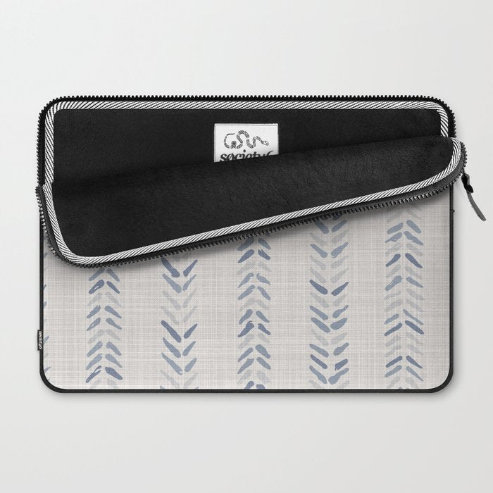 French blue ecru linen grain sack Laptop Sleeve Gallery Image 2