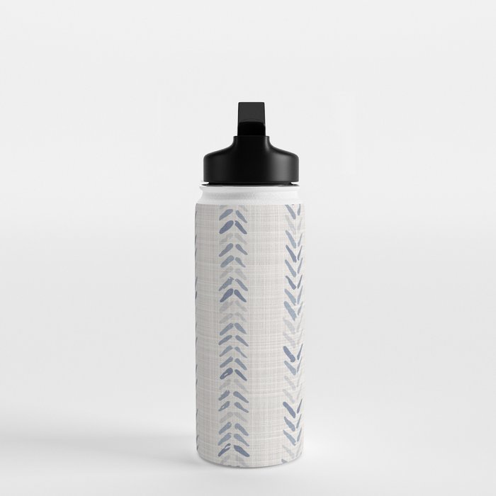 French blue ecru linen grain sack Water Bottle Gallery Image 3