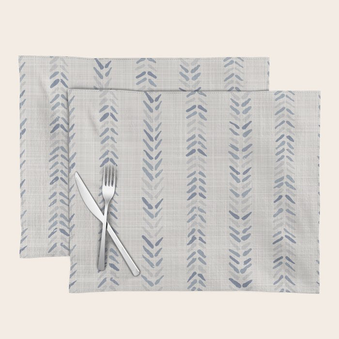 French blue ecru linen grain sack Placemat Gallery Image 1