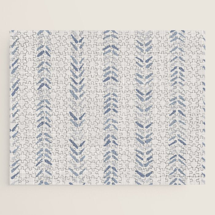 French blue ecru linen grain sack Jigsaw Puzzle Gallery Image 1