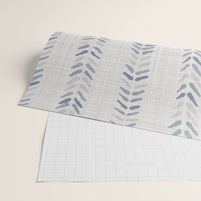 French blue ecru linen grain sack Wrapping Paper Gallery Image 2