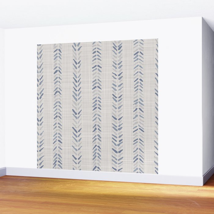 French blue ecru linen grain sack Wall Mural Gallery Image 2